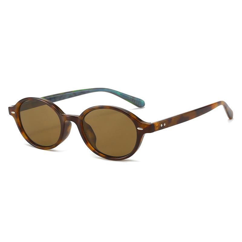 Koreanische Retro-Sonnenbrille mit ovalem Rahmen und Leopardenmuster - Formt kleine Gesichter, Modischer High-End-Streetstyle für Damen