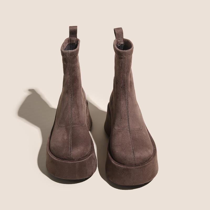 

868 New 2025 Autumn and Winter Elastic Boots Flat Heel Medium Boots Skinny Long Boots Martin Boots Versatile Medium Heel Women s Boots 35