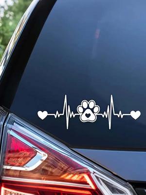 Dog Paw & Heartbeat Car Decal Sticker, Suitable for Cars, Trucks, Vans, Walls and Laptops.