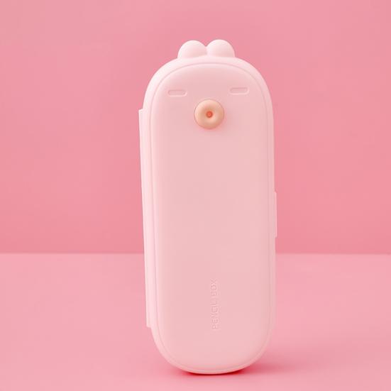 Stationery Pen Box Bunny Shape Design Sealed Snap Closure Large Capacity Pencil Case Food-Grade Silicone Soft Silicone Pen Holder School Supplies