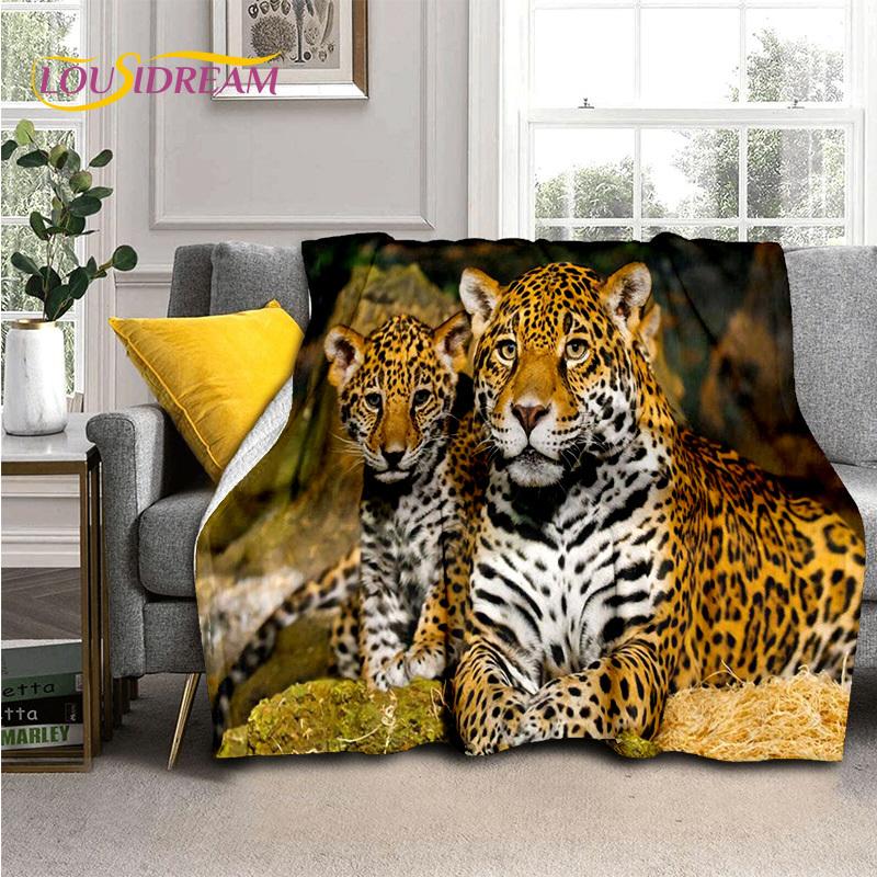 Fierce Tiger Lion Leopard Beast Animal Wildlife Cartoon Blanket,Soft Throw Blanket for Home Bedroom Bed Sofa Picnic Office Cover