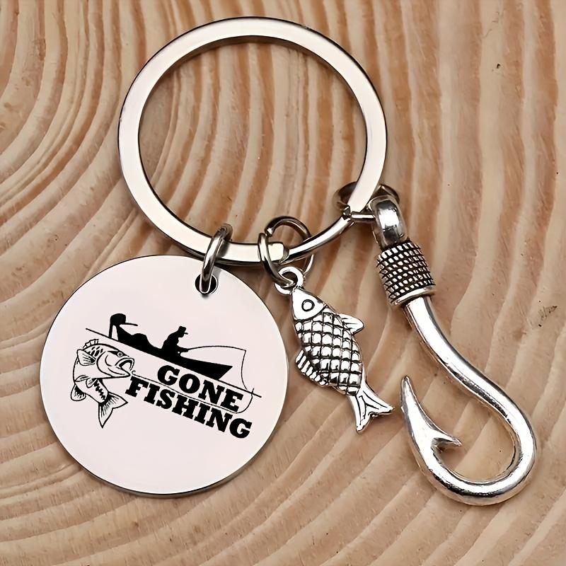 1pc Fishing Enthusiast Keychain with Fish Hook & Lure Charms - "Gone Fishing" Engraved, Ideal Gift for Father'S Day or Christmas, Fishing Accessories