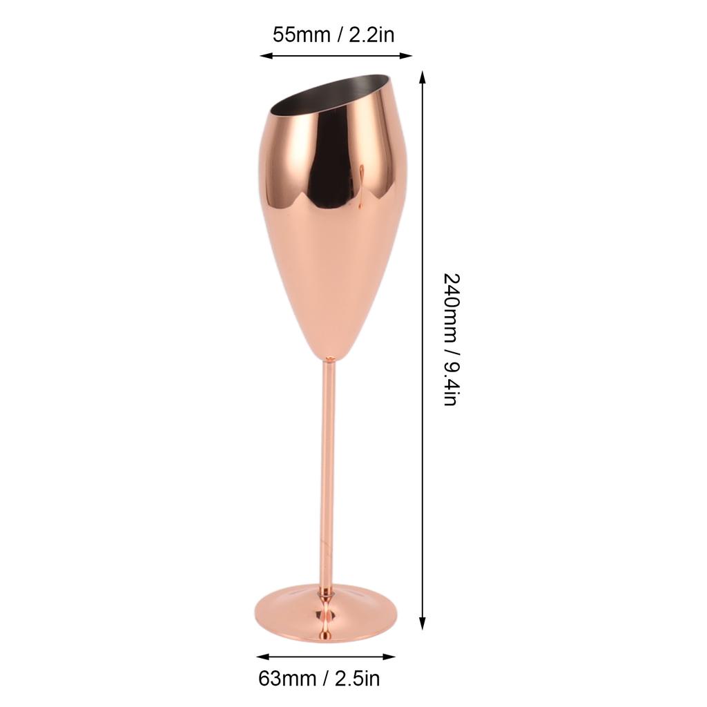 2pcs Brass Plated Stainless Steel Champagne Flutes Set Copper Tone Thick Bottom Sturdy Wine Glasses for Wedding Party Bar Use