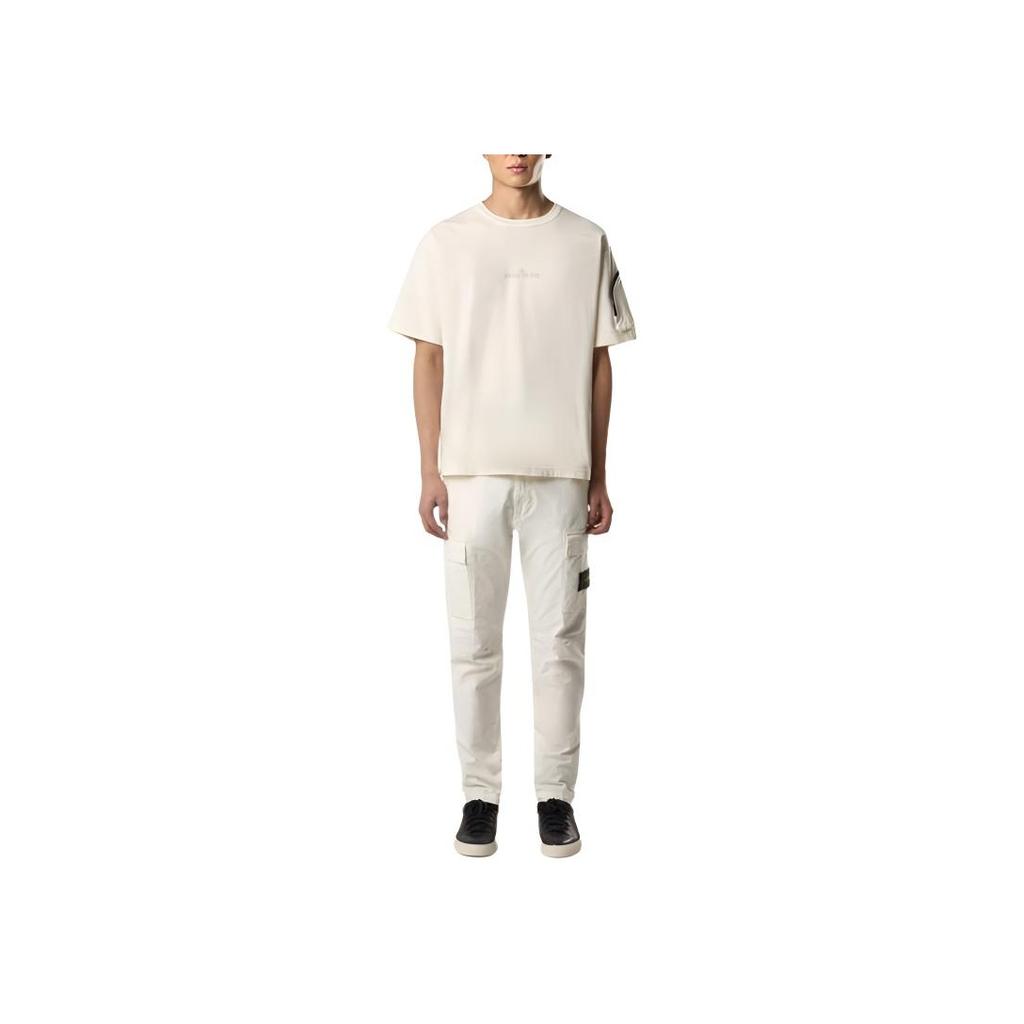 STONE ISLAND SS25 Logo Crew Neck Drop Shoulder Arm Zipper Pocket Cotton Short Sleeve T-Shirt Men Tops K1S1521000-04S0115-V0093