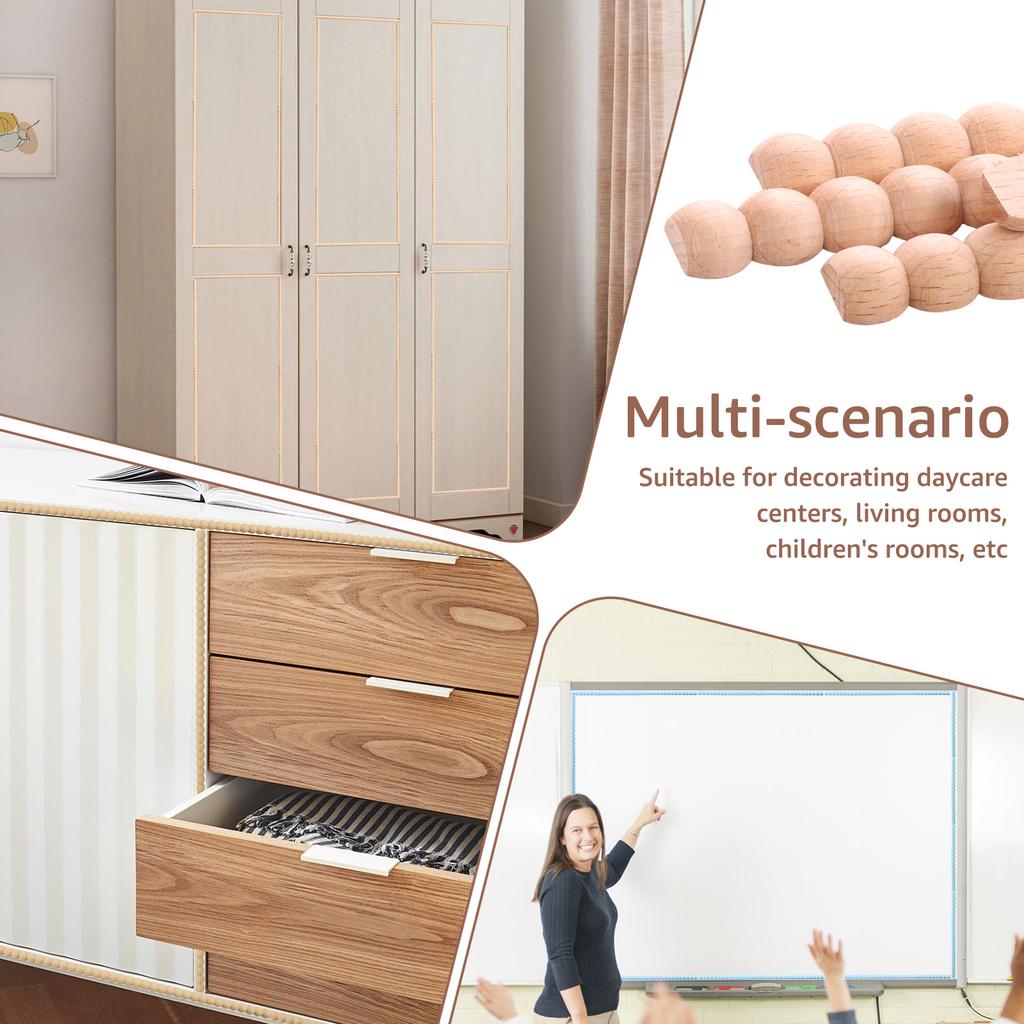 36Pcs Decorative Beaded Wood Trim Protect Edge Half Round Beaded Molding Cover Gap Half Bead Decorative Edge Trim for Home DIY