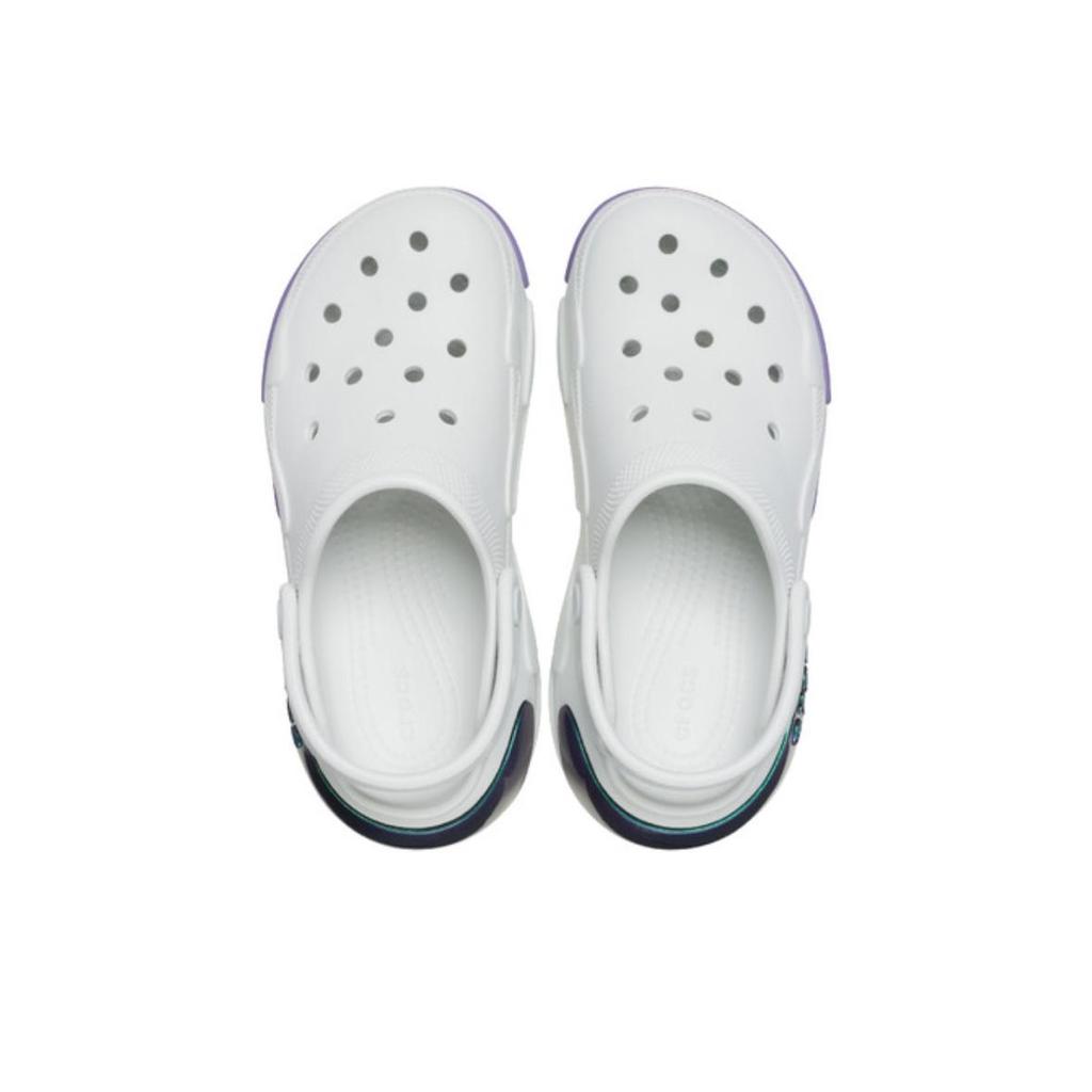 Crocs Zuecos Versátiles para Desplazamiento de Punta Redonda Bubble Crush Reflector Zuecos Unisex Blanco Morado 210743-1NK