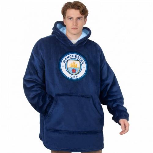Manchester City FC Unisex Adult Crest Oversized Blanket Hoodie