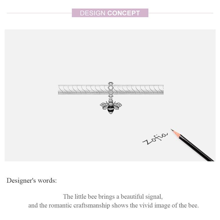 WOSTU Cute Little Bee Charm Genuine 925 Sterling Silver for Original Bracelet Brand Female Silver Jewelry