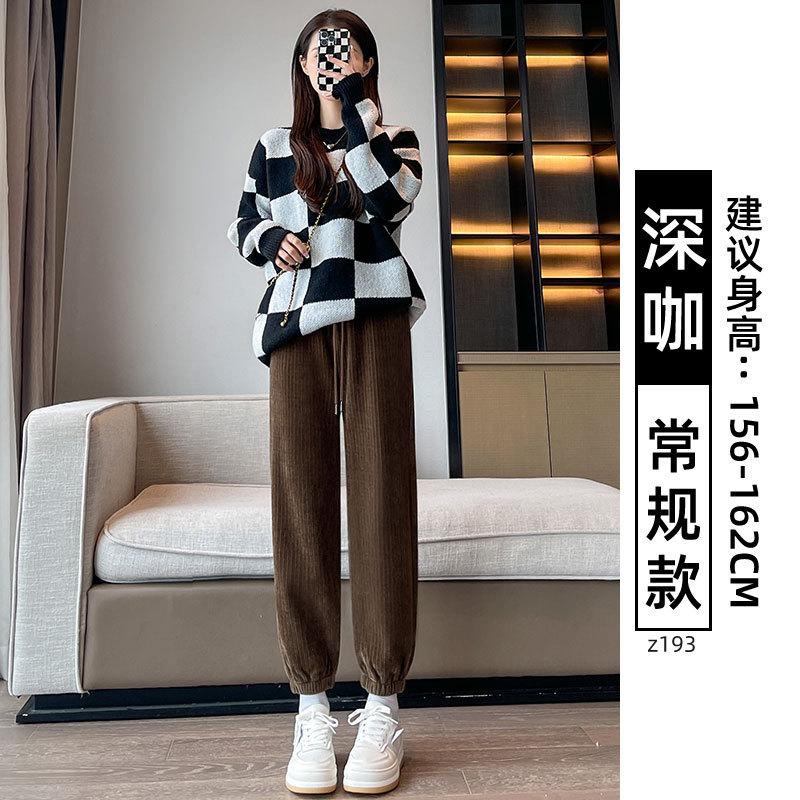 Corduroy pants women's autumn and winter new corset pants Harlan sweatpants casual fleece thickened sweatpants