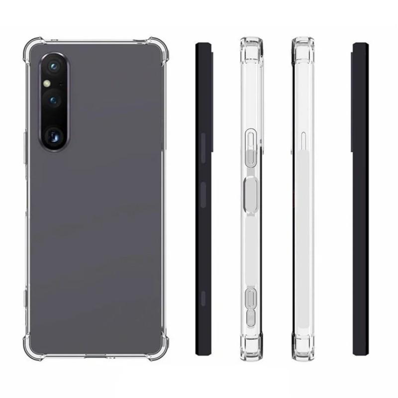 For Sony Xperia 1 V Back Cover WANLONFENG TM Series 2.0mm Clear TPU Phone Case (Big Lens Hole)