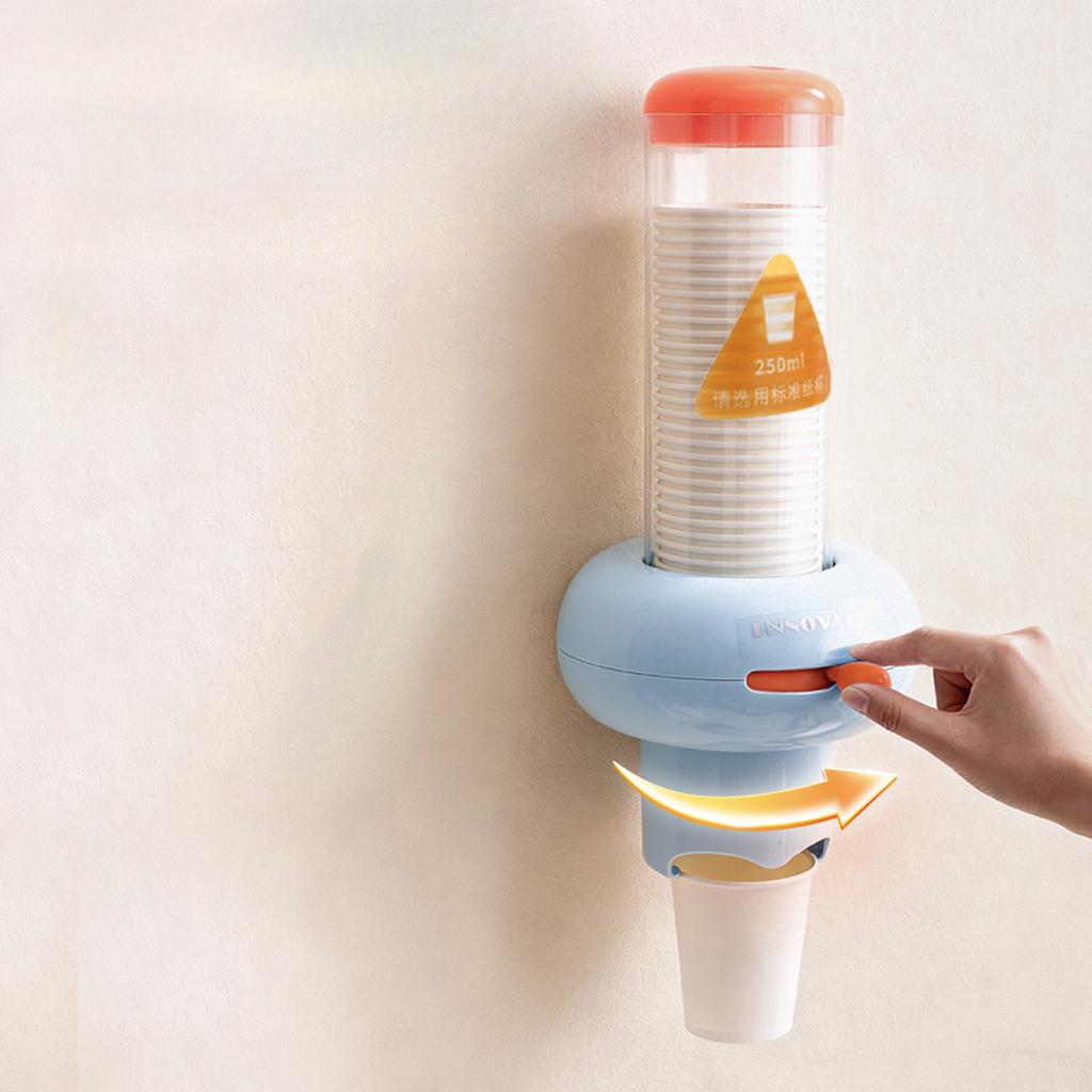 Dopamine Automatic Cup Dispenser For 250ml Paper Cups Wall Mounted No Drill Holder In Pink And Blue
