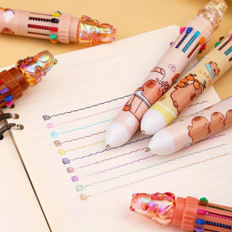 36 Pcs with Box New Crystal Capybara 10 Colors Ballpoint Pen Cute Handbook Pen Cartoon Gift Student Stationery Back to school season