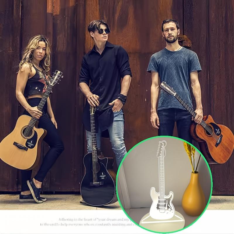 1pc 3D Stereo Night Light, Guitar Bedside Lamp, Acrylic Table Lamp, LED Warm White Desk Lamp