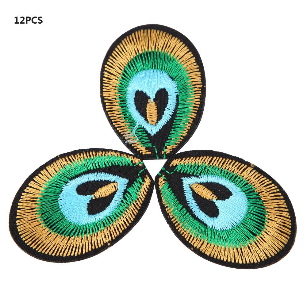 12pcs Set Embroidered Fabric Patches Sewing Bag Clothes Applique Craft DIY Decoration