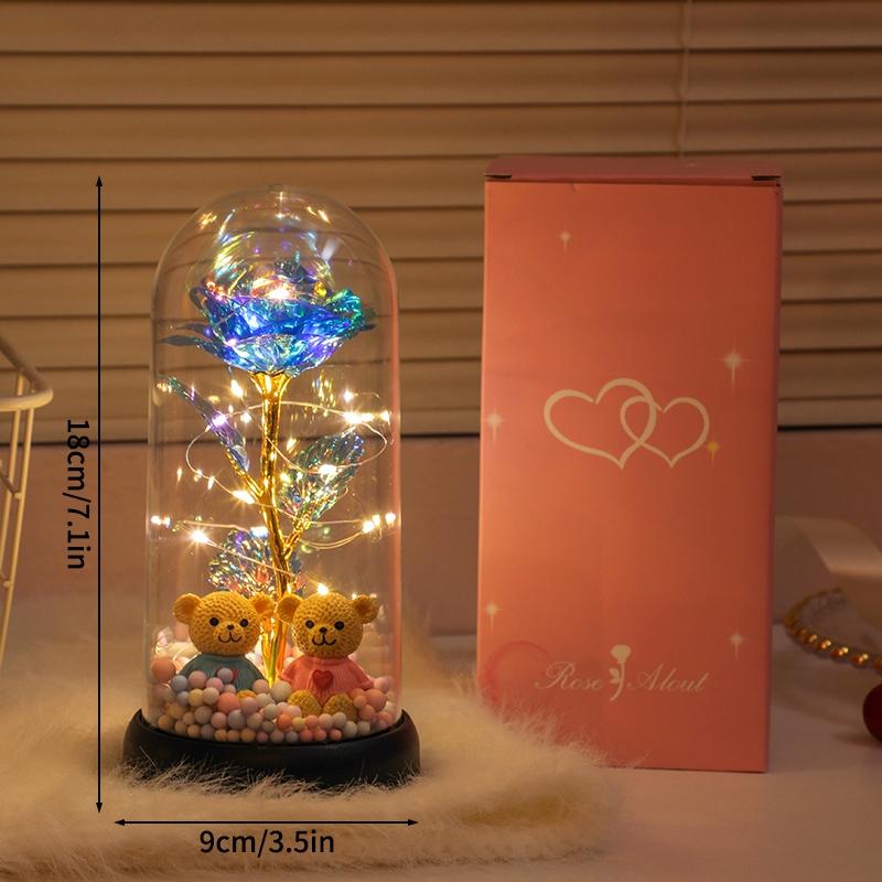 

1pc Colorful Rose Luminous Flower plastic Cover Gift for Women, Perfect Gift for Valentine s Day, Christmas, New Year Day, Mothe