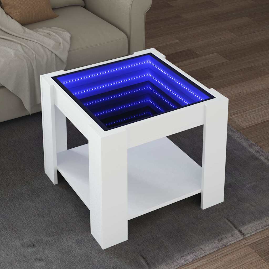 LED Coffee Table White 53 X 53 X 45 Cm Particleboard