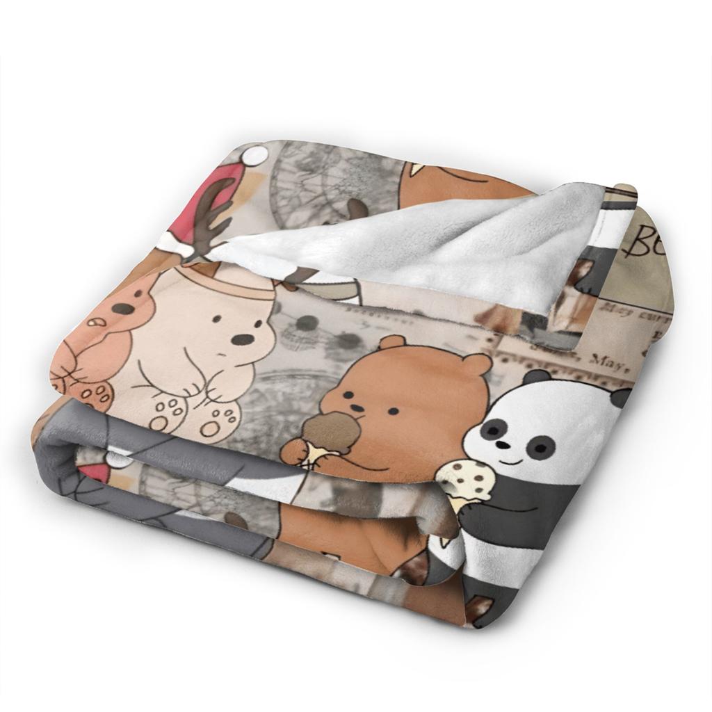Warm Soft Blanket Camping We Bare Bears Somos Osos Bedding Throws Flannel Bedspread For Couch Bed Pattern Sofa Bed Cover