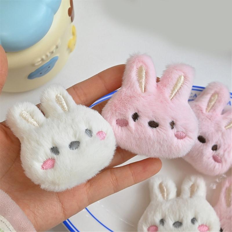 Cartoon Plush Rabbit Head Brooch Soft and Comfortable Clothes Badge for Kids Teens and Adults Fashion Backpack Accessory