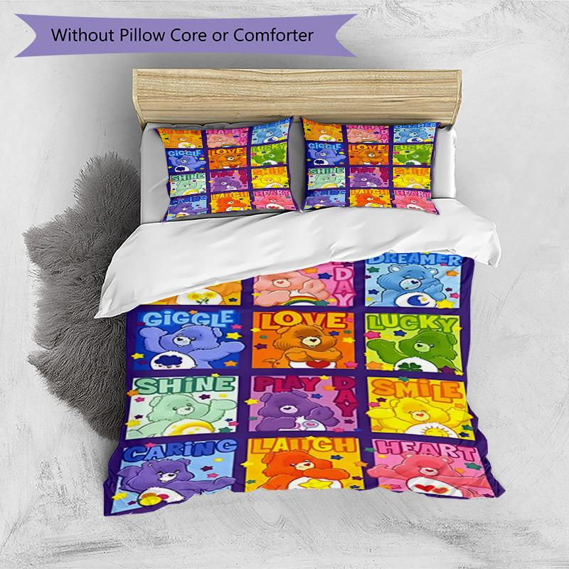 3pcs Duvet Cover Set (1*Duvet Cover + 2*Pillowcase, Without Core), Care Bears Print Bedding Set, Bedroom Decor, All‑Season, Birthday Gift