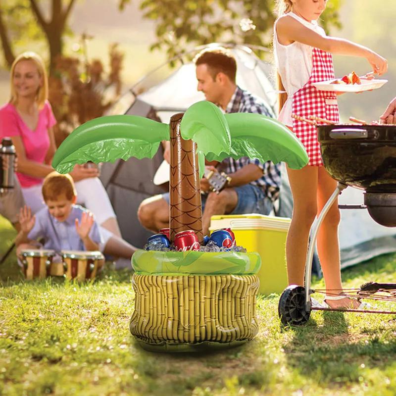 Inflatable Palm Tree Ice Bucket Bear Cooler Drink Holder Hawaiian Birthday Decoration Summer Beach Pool Party Supplies Balloon