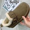 Cowhide All-inclusive Velvet Warm One-pedal Cotton Shoes Snow Boots Women's Thick-soled Lamb Wool Shoes Children