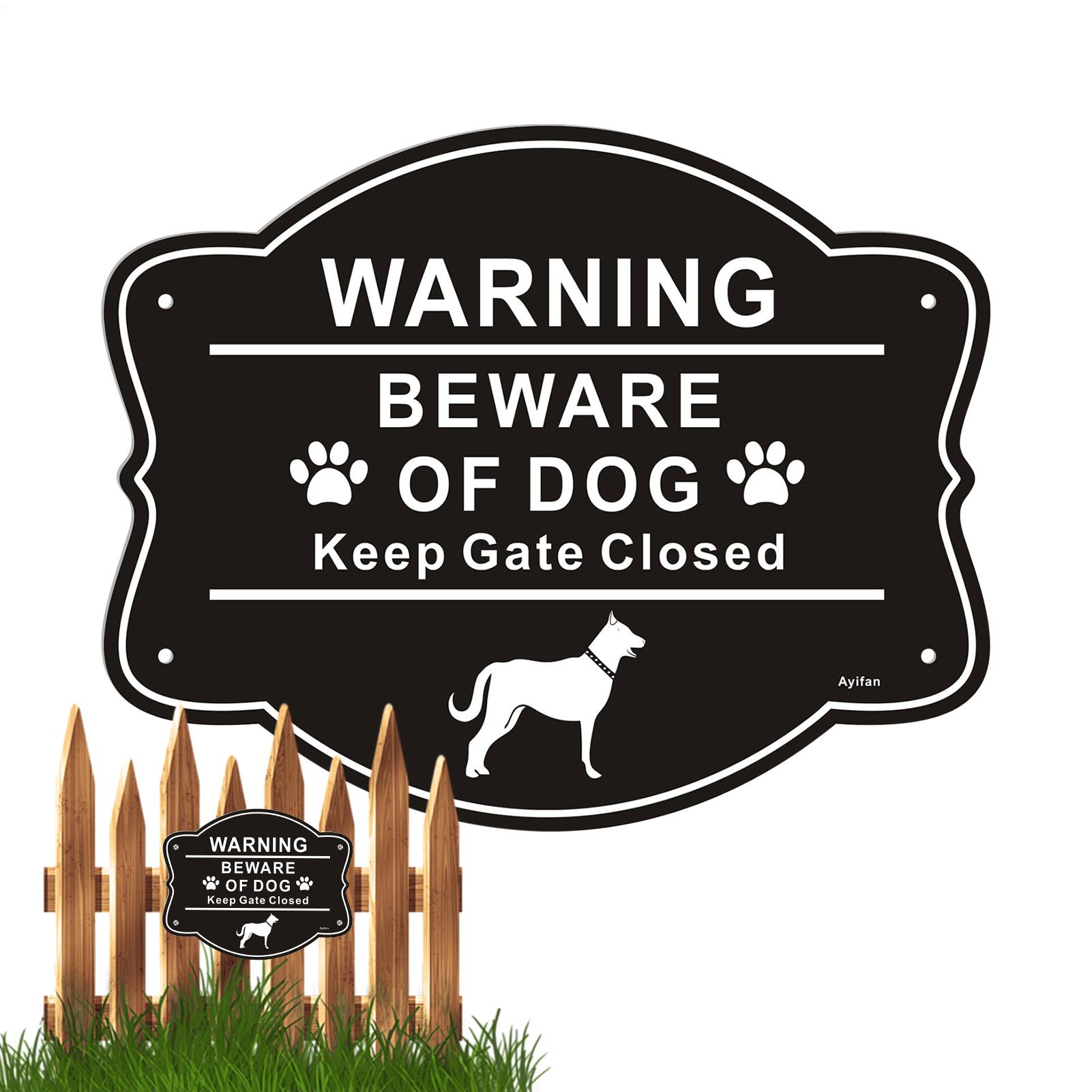 Beware of Dog Sign Warning Metal Sign for Fence Keep Gate Closed Sign Private Property No Trespassing Aluminum 8x10 Inches China Mainland