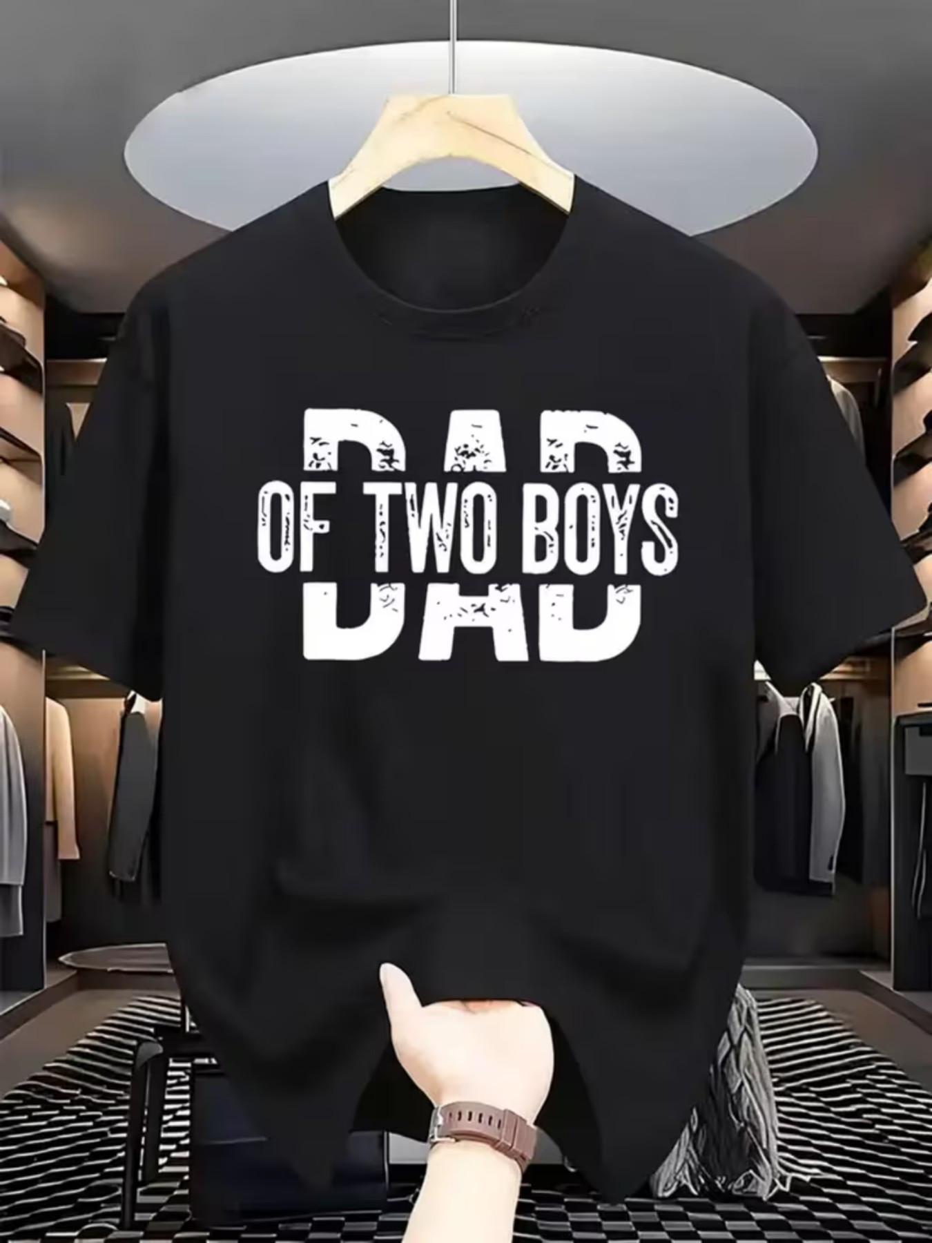 MenS Dad of Two Black Casual Summer Crew Neck TShirt S