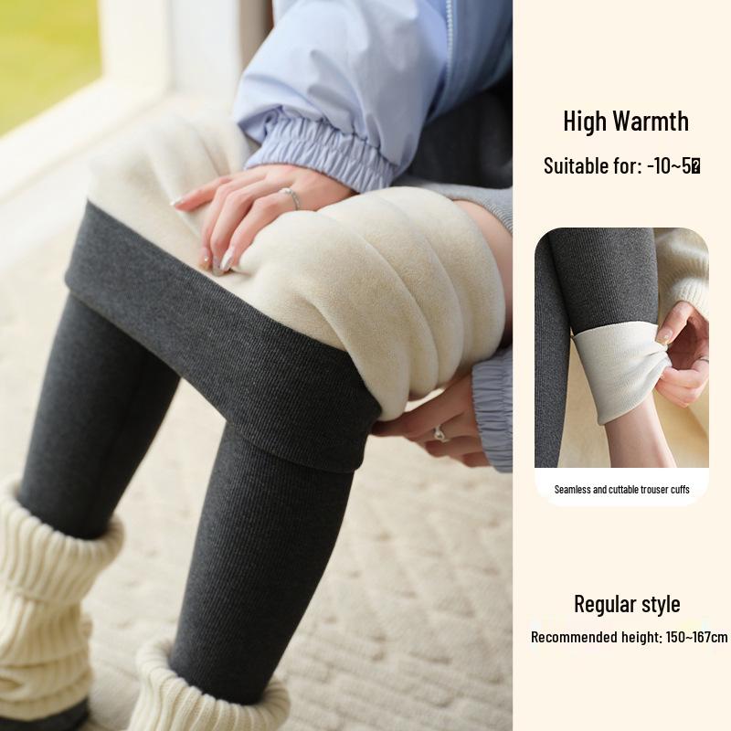 Women's Extra Long High-Waisted Fleece-Lined Winter Leggings - Striped, Warm, Cotton, for Tall Figures