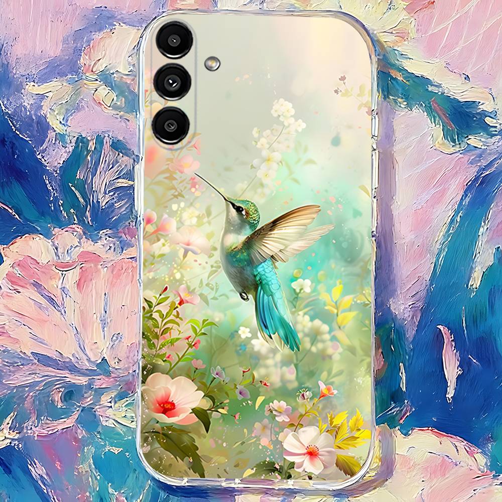 Bird Hummingbird Painting Phone Case For Samsung S30,S25,S24,S23,S21,S22,S20,S10,5G,FE,lite,PIus,Ultra Transparent Cover