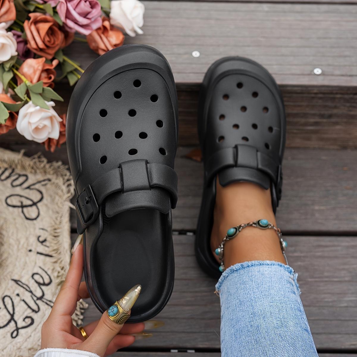 

[Breathable|Lightweight] Breathable & Lightweight Women s Clog | Slip-Resistant EVA Upper, Arch Support & Cushioning, Adjustable Buckle 39-40 чорний