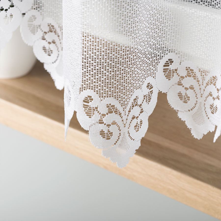 Nadia - Ready-Made Jacquard Curtain With A Cut At The Bottom - 300X160 Cm - White