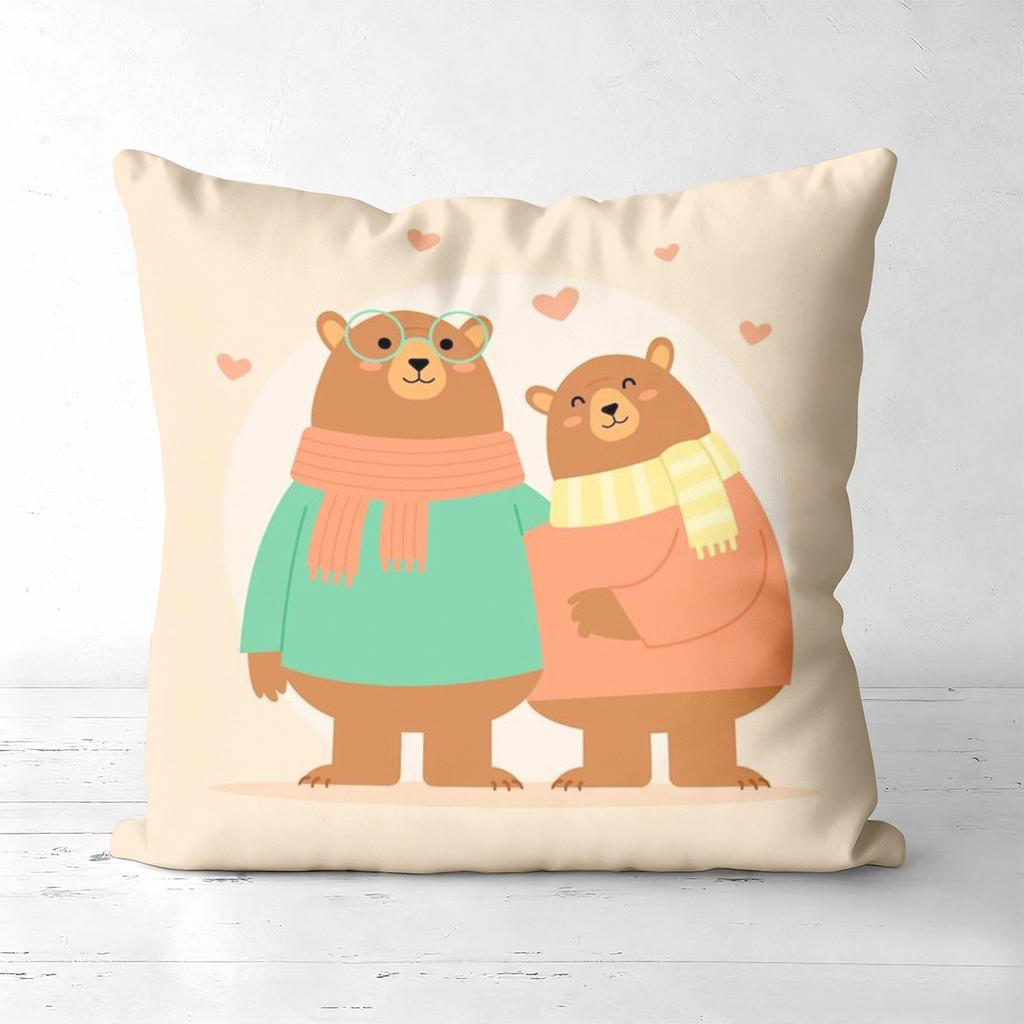 Cute Bear Couple Pillows Warm And Loving Design Polyester pillowcase, sofa decorative cushion cov Headboard Pillow