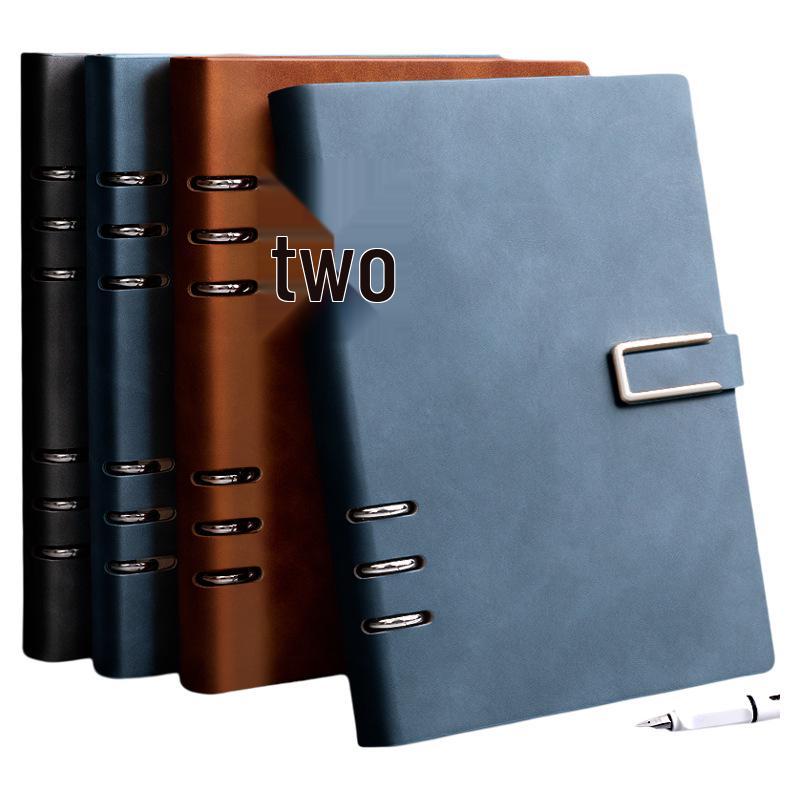 A5 Leather Loose-Leaf Notebook with Removable Cover & Magnetic Buckle