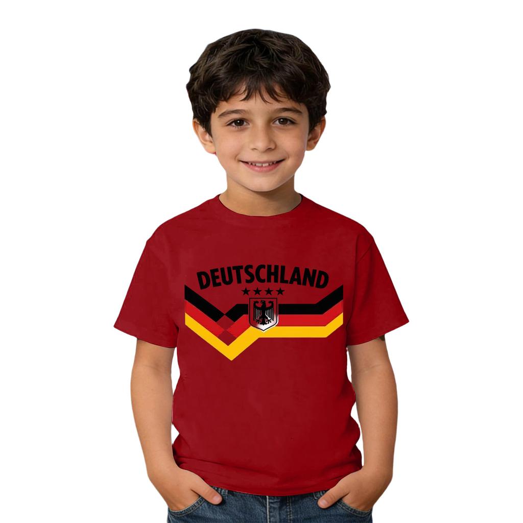 Camiseta Casual de Cuello Redondo para Niños con Estampado de Deutschland Manga Corta para Niños y Niñas Ajuste Suave y Cómodo