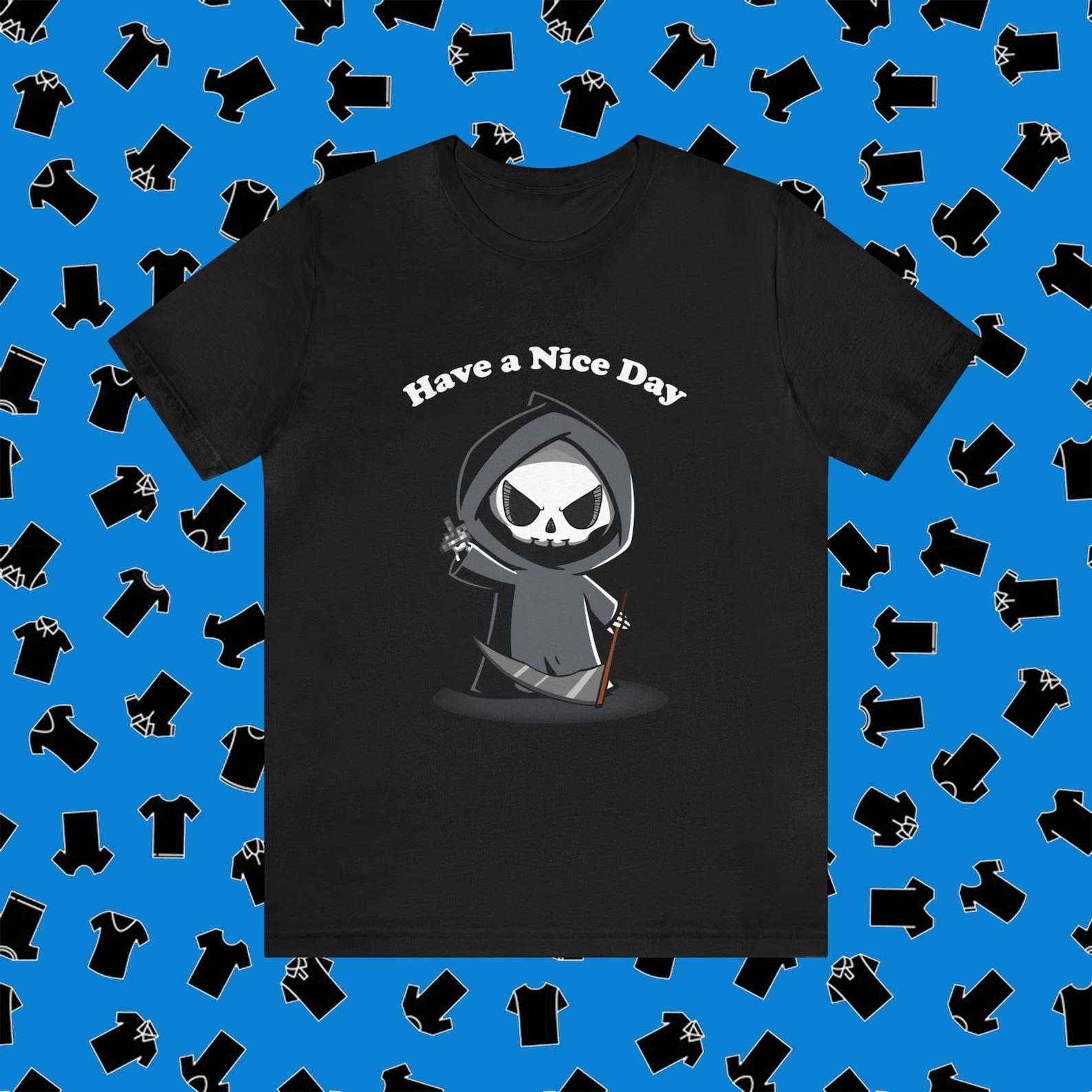 Grim Reaper Middle Finger T-Shirt: Edgy Humor Tee S