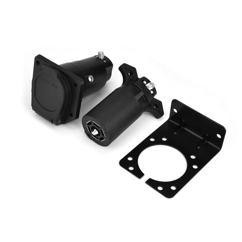 7 Pin Car Trailer Plug Socket Bracket Set Adapter Connector for Caravan Towbar Towing 12V