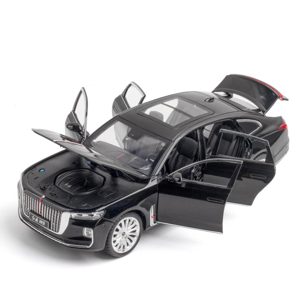 1:24 HONG QI H9 Alloy Luxy Car Model Diecasts Metal Toy Vehicles Car Model Simulation Sound and Light Collection Childrens Gifts