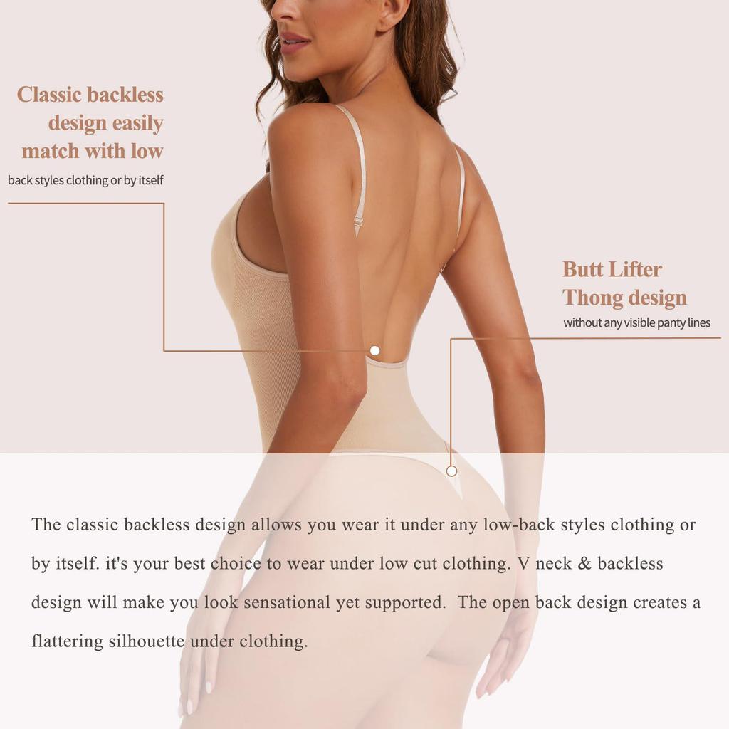 European & American Plus Size Seamless Thong Bodysuit - Hip-lifting Camisole with Abdomen-Slimming & Backless Design