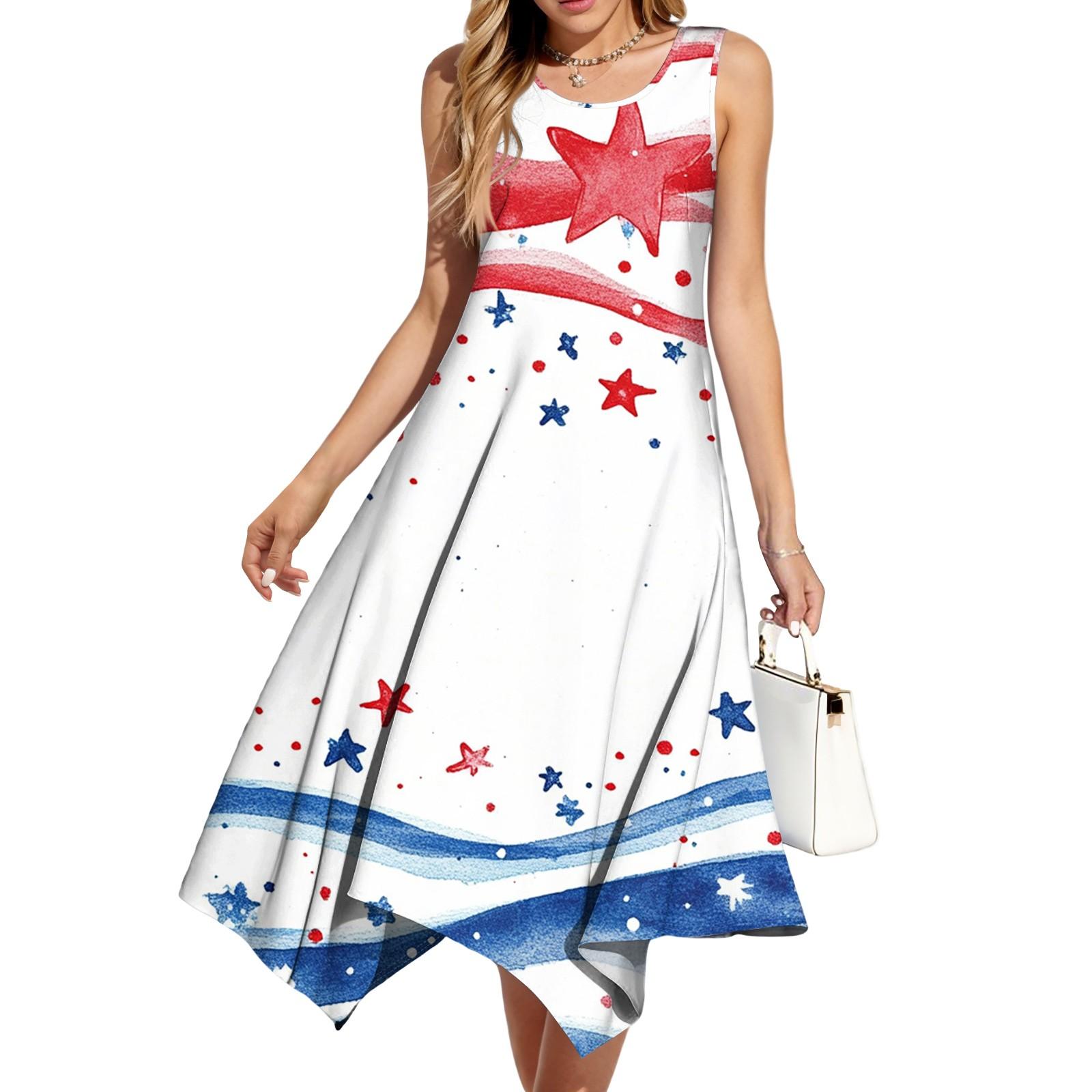 

Женское повседневное модное платье миди без рукавов с круглым вырезом и нерегулярным подолом L белый