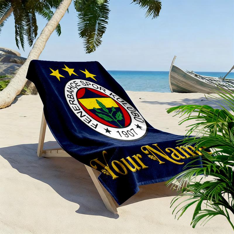 Asciugamano da Spiaggia Personalizzato con Nome Fenerbahce Sports Club, Asciugamano Grande Morbido Asciugatura Rapida per Spiaggia Campeggio Nuoto -HE51