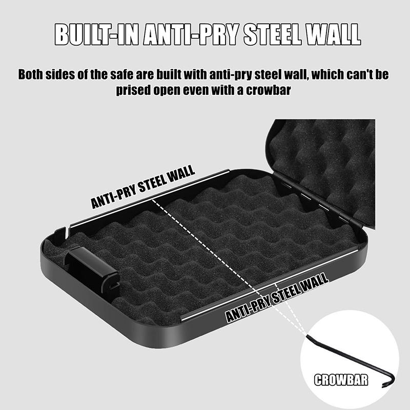 Biometrisk våpenskap for pistoler Fingeravtrykk pistolskap Lite tyverisikkert pistolskap Bærbart pengeskap med 3 siffer