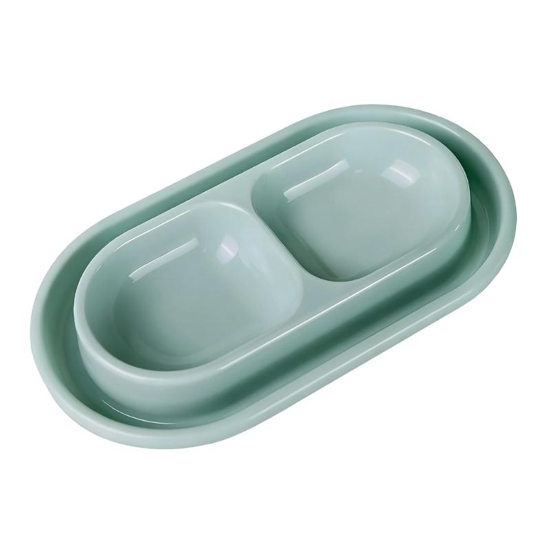 

Durable Plastic Double Bowl Set for Cats Ants Proof Feeding Pet and Strays Cats Easily Cleanable for Home Garden S сірий колір