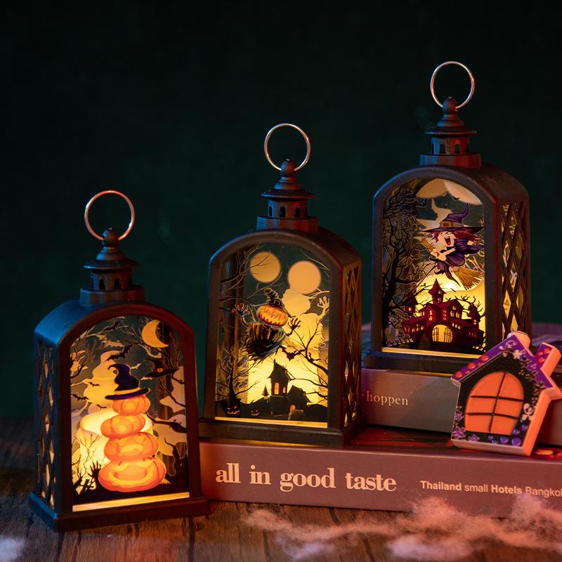 Halloween Pumpkin Lantern Retro Portable Ghost Festival Night Light Halloween Costume Props Scene Layout