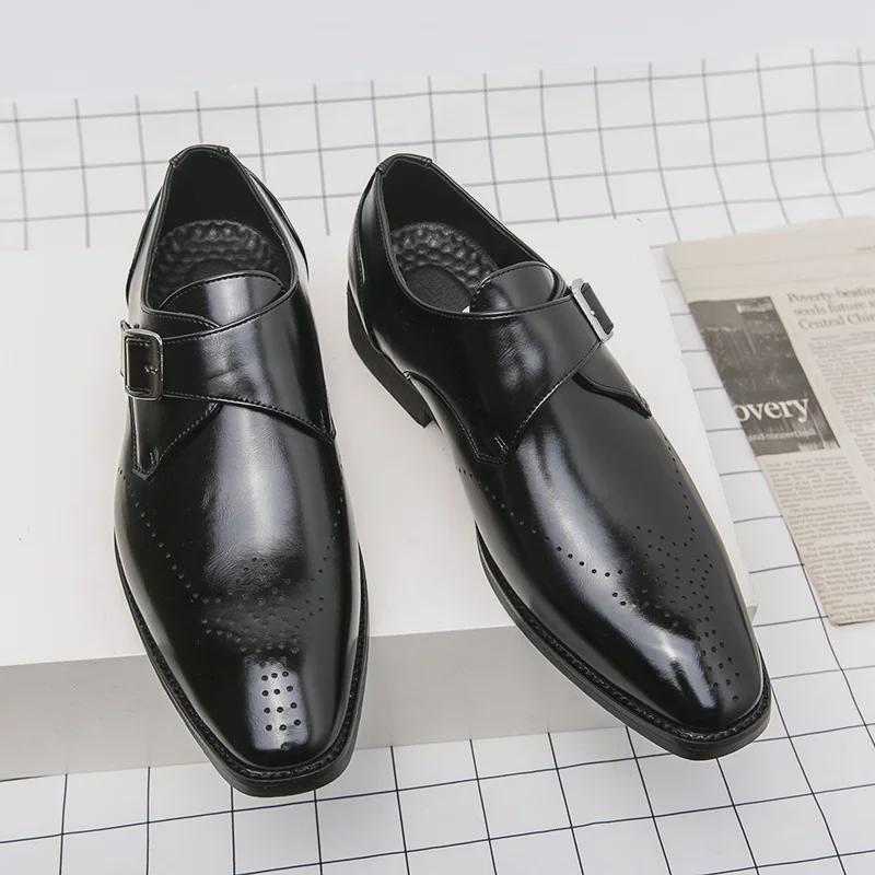 Pánské XL nazouvací kožené boty Brogue – hranatá špička, ležérní britský styl na jaro a podzim