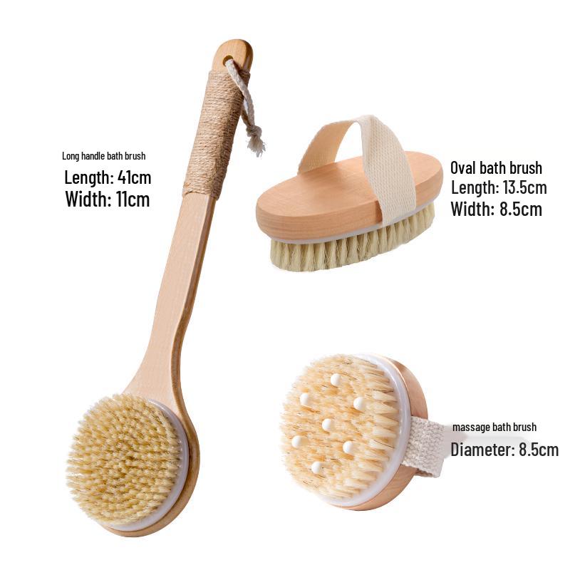 Boar Bristle Exfoliating Bath & Body Brush with Long Handle