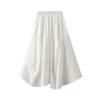 Qooth Asymmetrical Pleated Midi Skirt with Pockets Elastic Waistband A-Line Skirt QT2767