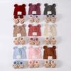 Breathable Ear Pattern Baby Hat and Socks Elastic Cotton Polyester Mix Gentle On Sensitive Skin Secure Fit for Infants