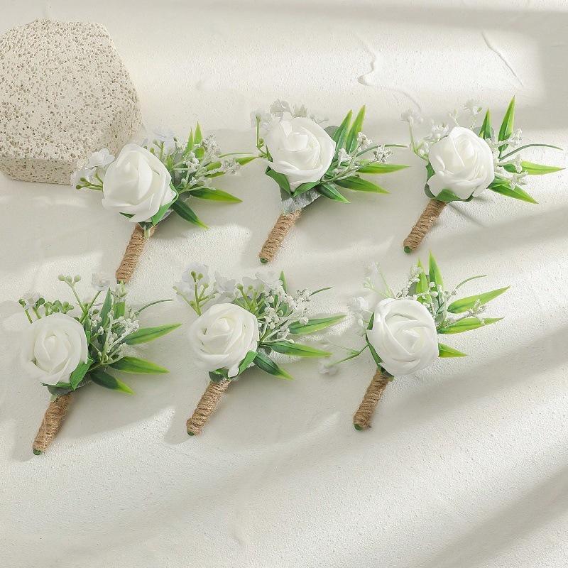 European-American Rose Boutonniere for Groom, Groomsmen, Bride & Bridesmaids – Mori Style Wedding & Party Decoration.