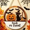 Halloween Door Sign Layered Round Hanger, 3D Pumpkin Ghost Owl Wood Welcome Sign, Handmade Farmhouse Front Wall Hanging Decor for Home Store