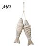 School Classroom Wall Art Rustic Nautical Wooden Fish Decor, Coastal Beach Style Hanging Unique Housewarming Gifts Ornament with Fishing Net for Lake